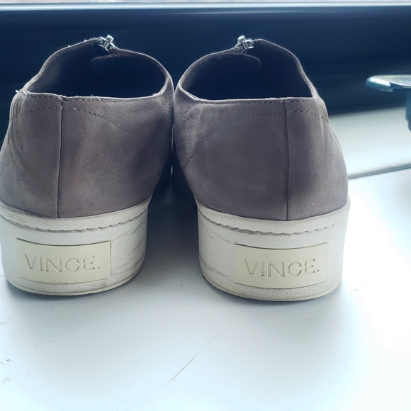 Vince Limestone grey nubuk Warner flatform sneakers - Picture 3 of 5